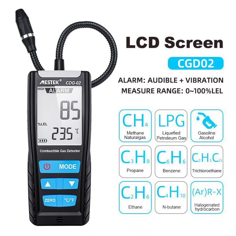 GENERICO - MESTEK CDG02 DETECTOR FUGA DE GAS COMBUSTIBLE DIGITAL CON ALARMA