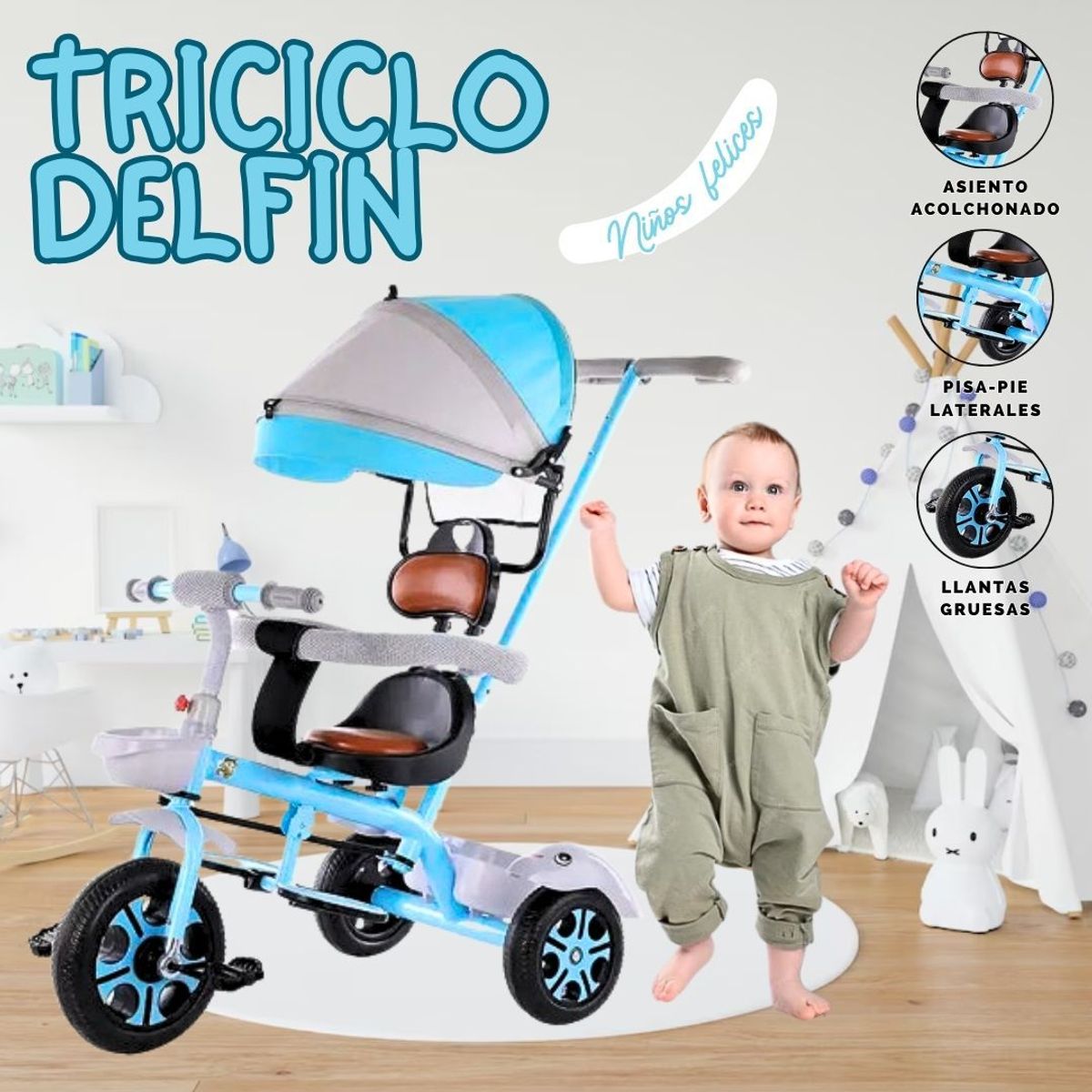 GENERICO - Triciclo Infantil Delfin para niños