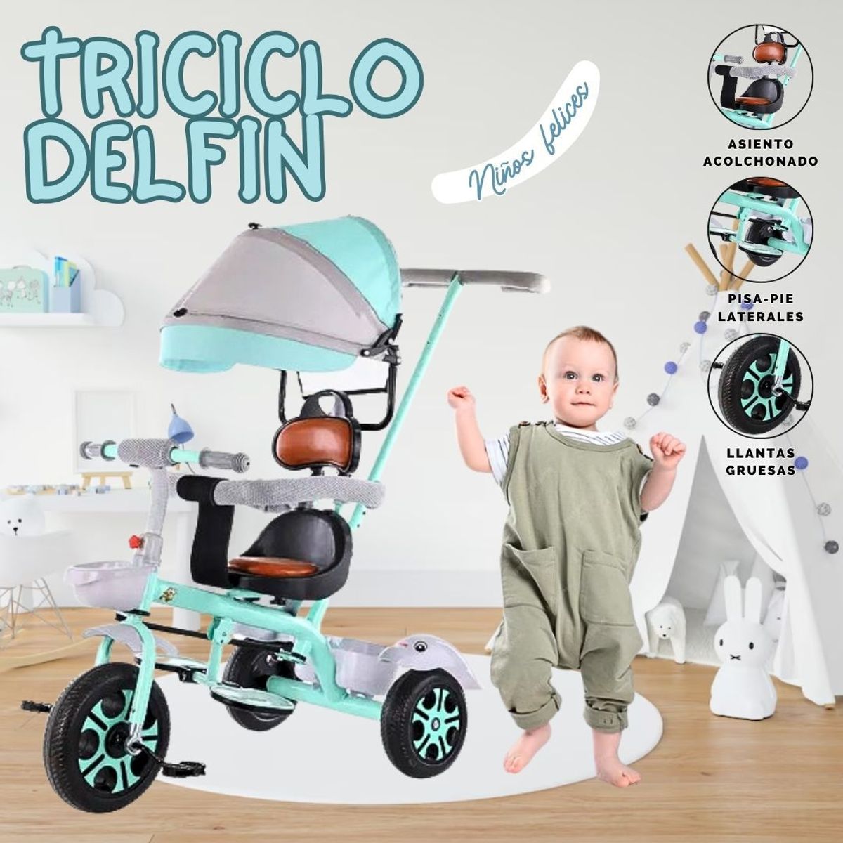 GENERICO - Triciclo Infantil Delfin para niños