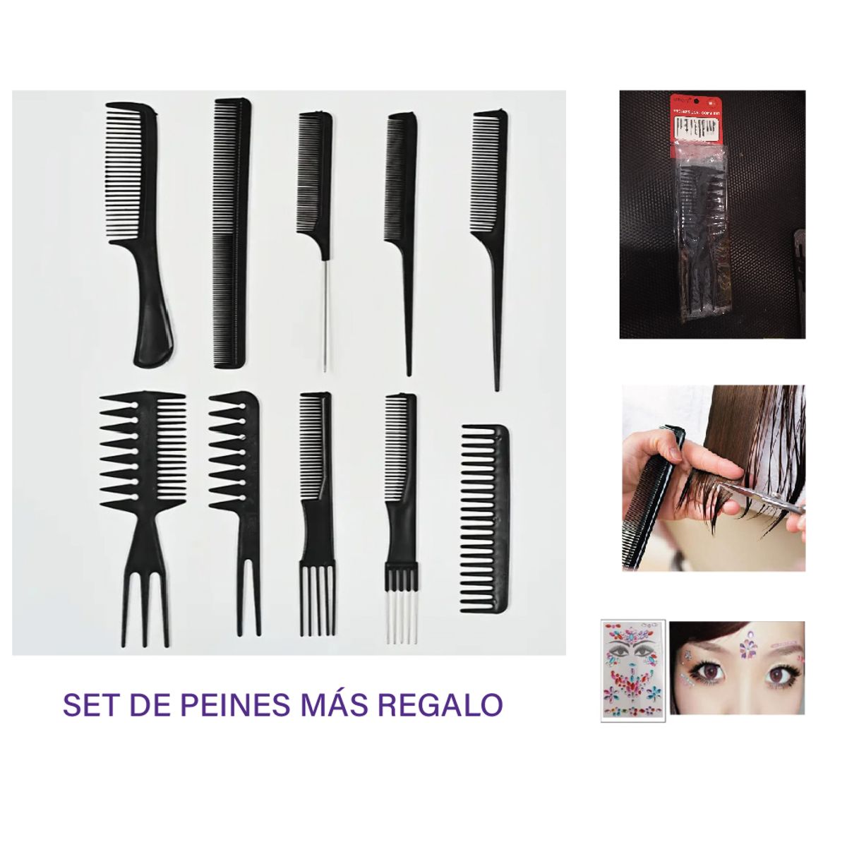 GENERICO - Set de peines 10 piezas más regalo