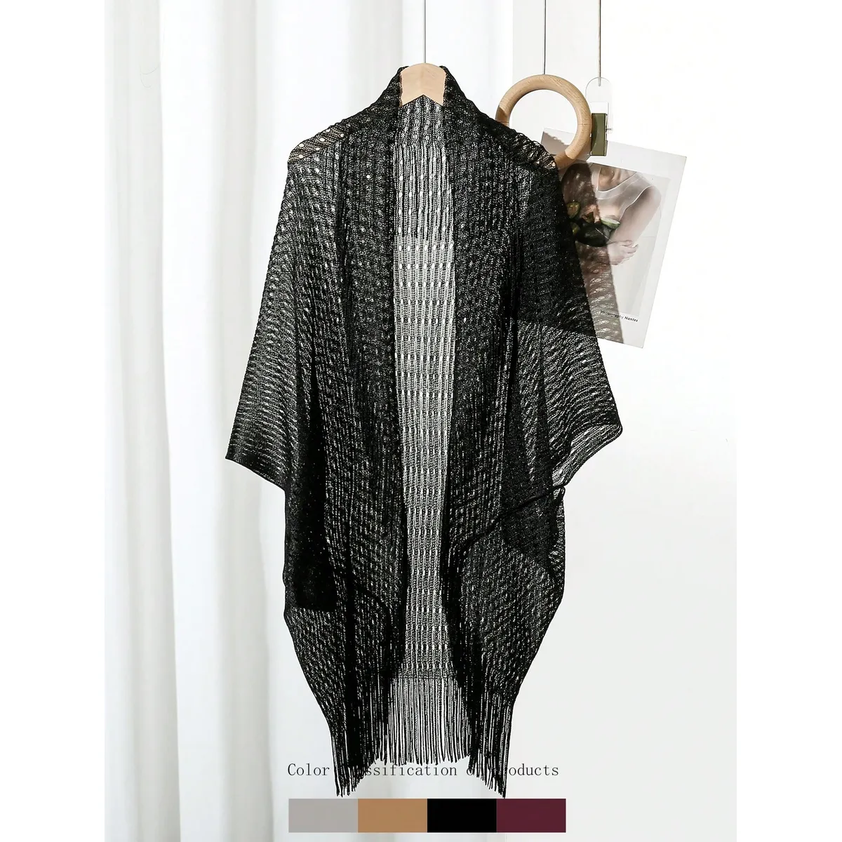 KAST PE - Capa Chal Negro tejido Malla Resplandor