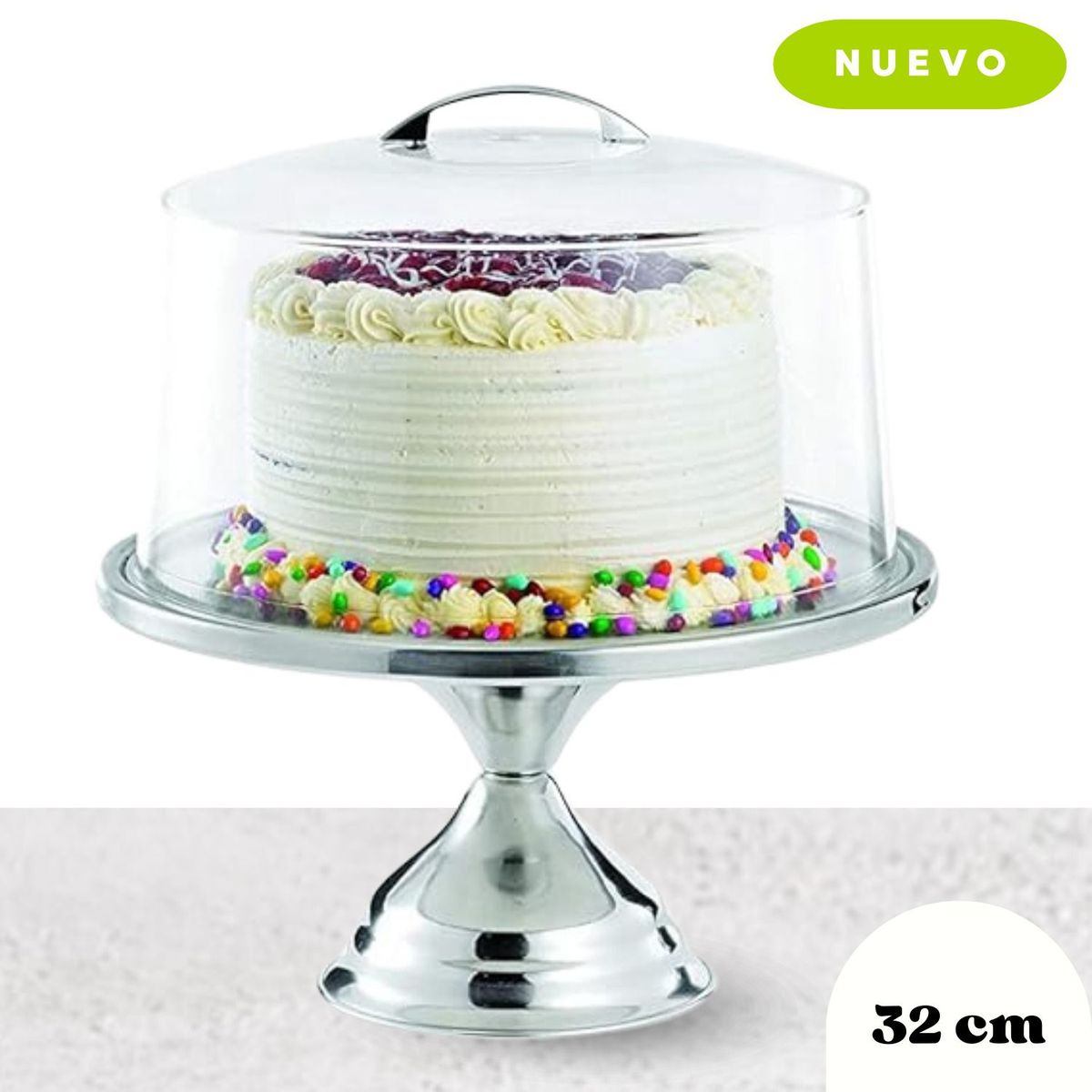 GENERICO - Porta torta de Acero con tapa policarbonato 32cm