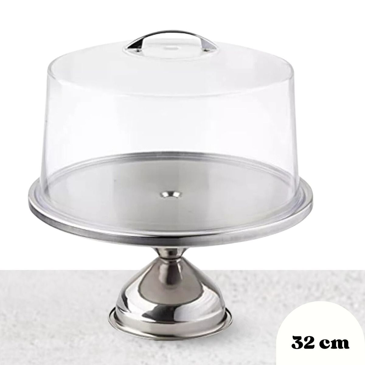 GENERICO - Porta torta de Acero con tapa policarbonato 32cm