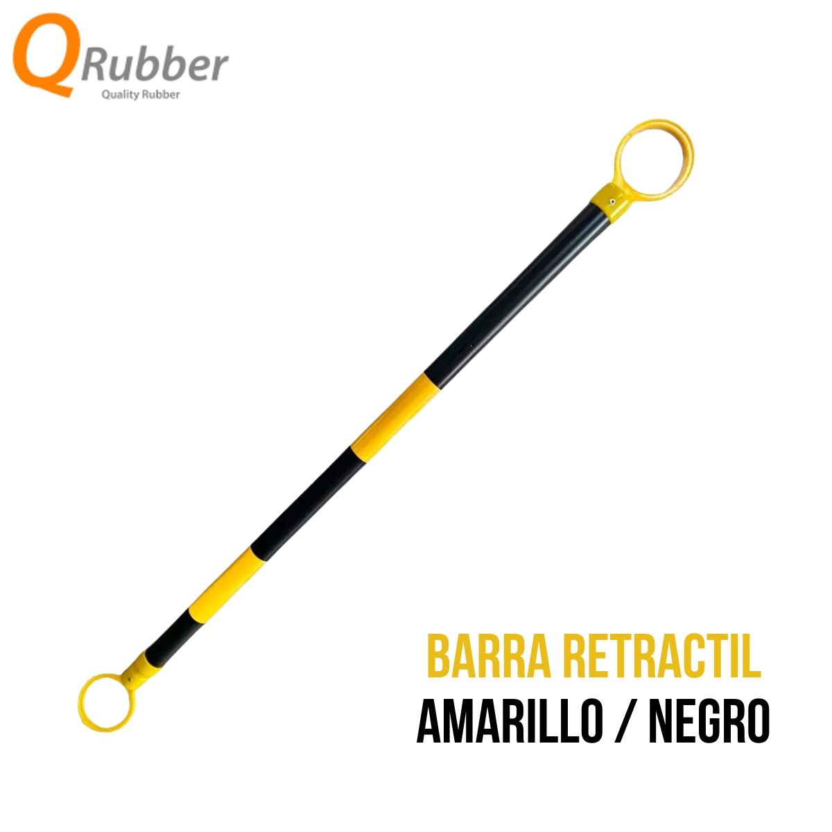 QRUBBER - Barra de cono expandible PVC 210cm negro y amarillo