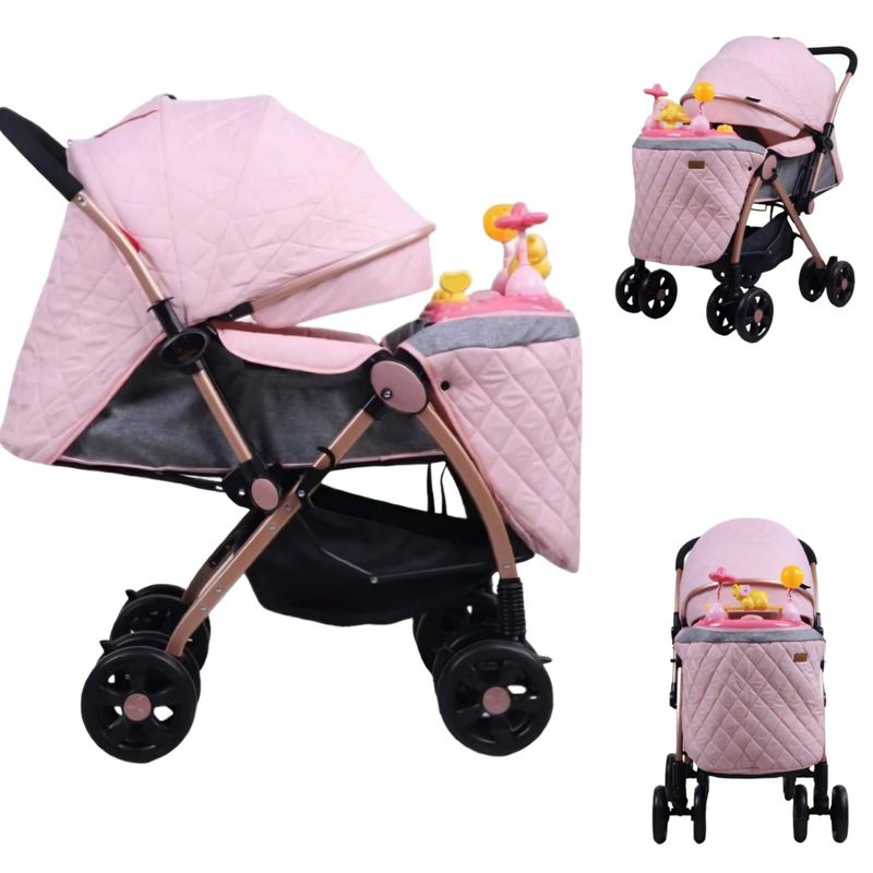 CONFORT KID'S - Coche Cuna Dorado Summer Dream 2 Cón juguetero musical Pink