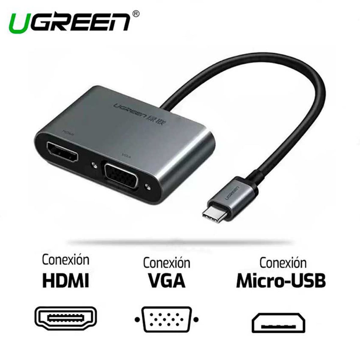 UGREEN - ADAPTADOR VGA + HDMI A USB TIPO C UGREEN 50505