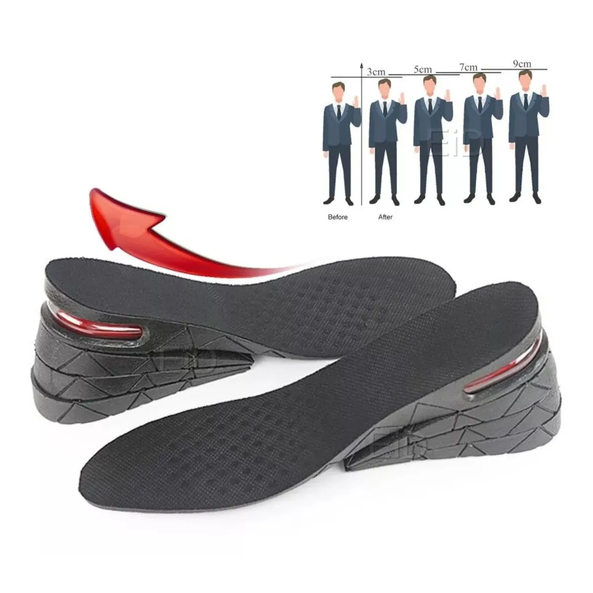 GENERICO - Plantillas Elevadoras Aumenta Estatura De 3 a 7cm Capsulas De Aire.