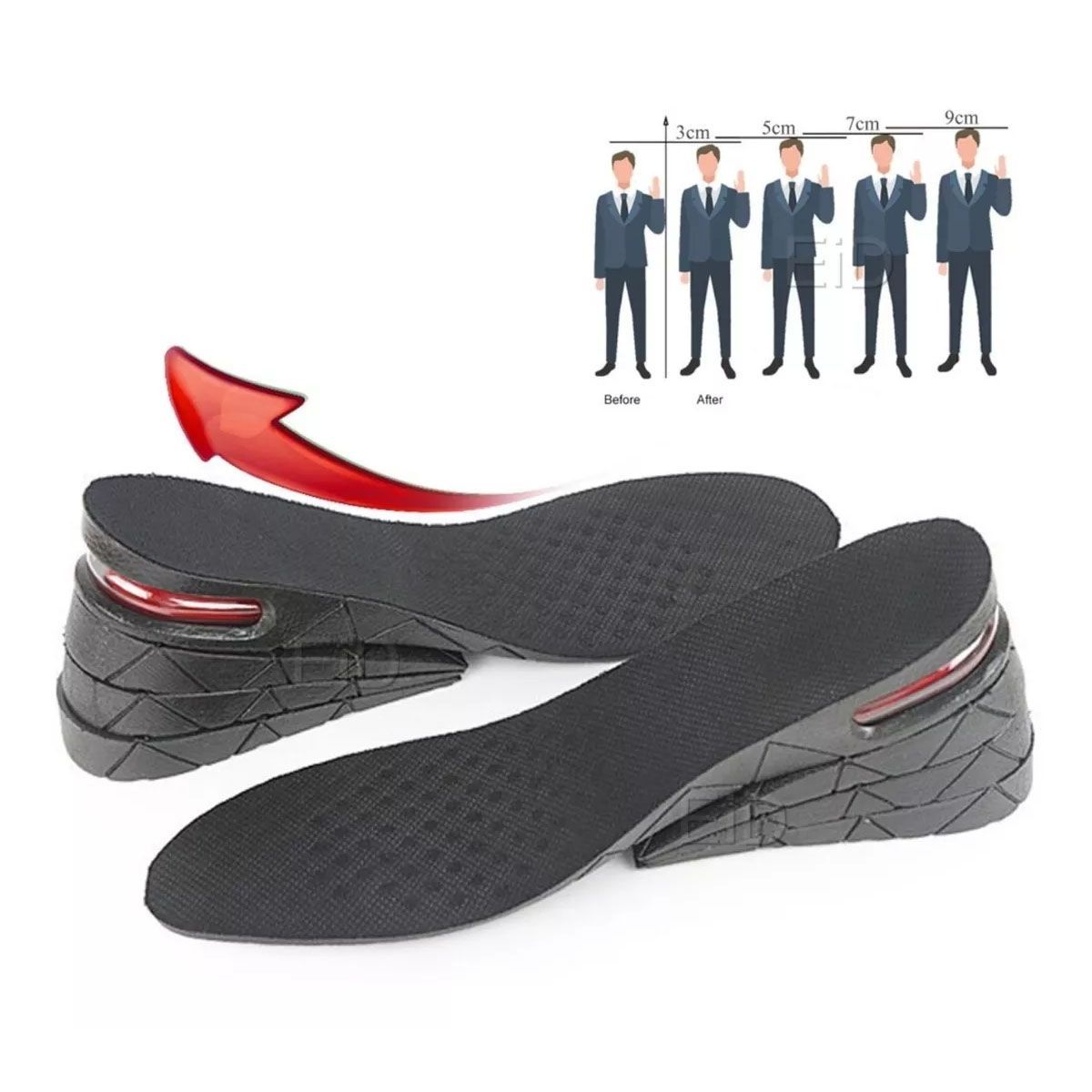 GENERICO - Plantillas Elevadoras Aumenta Estatura De 3 a 7cm Capsulas De Aire.