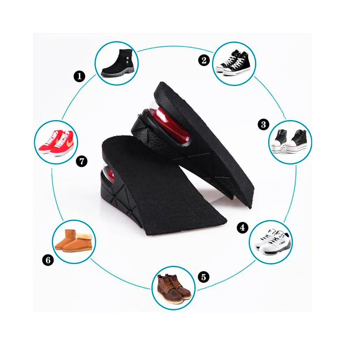 GENERICO - Plantillas Elevadoras Aumenta Estatura De 3 a 7cm Capsulas De Aire.