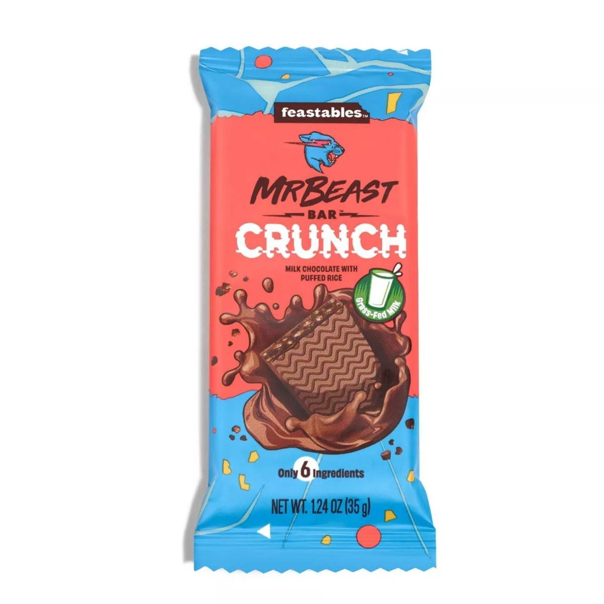 GENERICO - Packx2 Barra Crujiente de Chocolate con leche Mr Beast - 35 gr