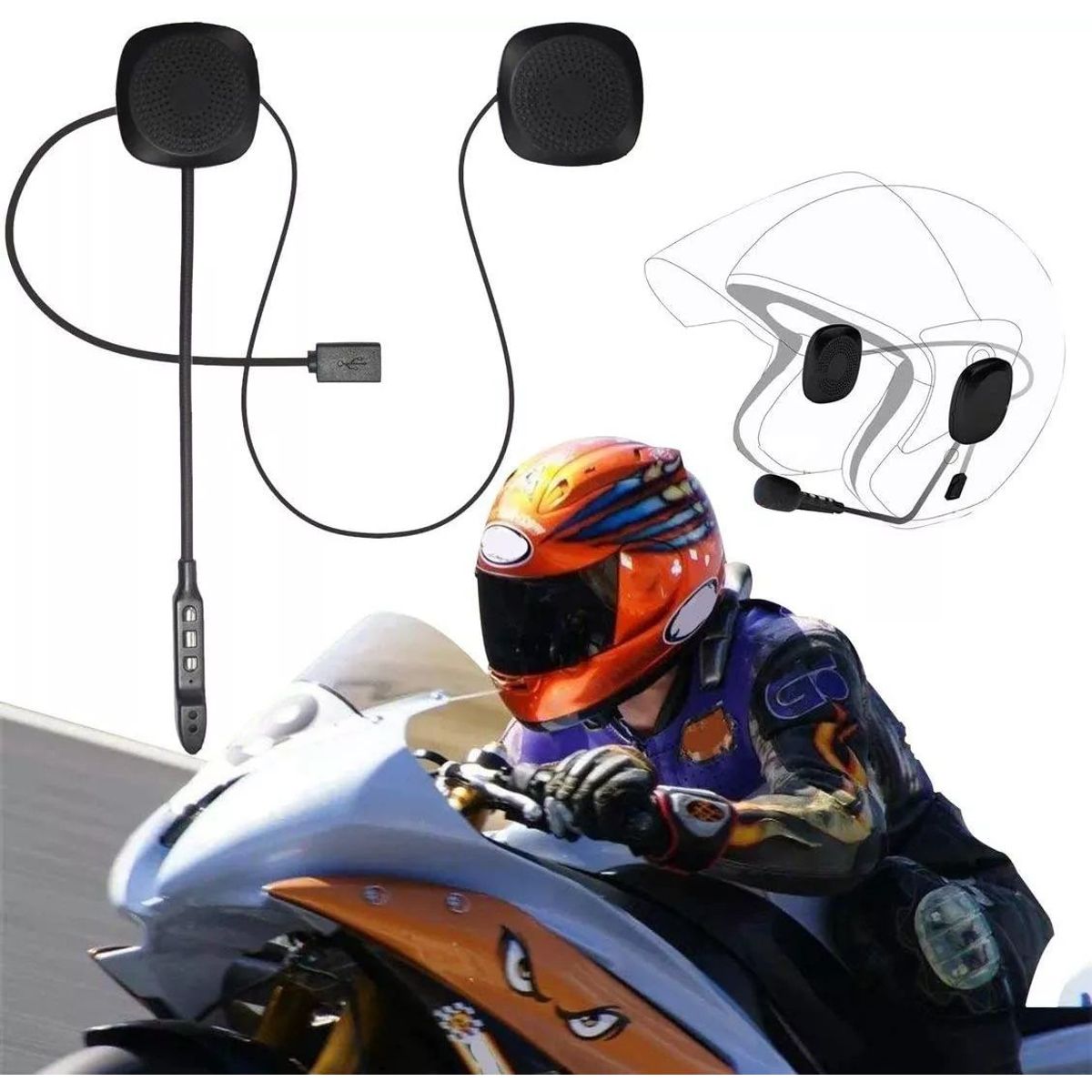 GENERICO - Auricular Inalambrico Para Casco Moto Bt 4.2 C/mic Celular