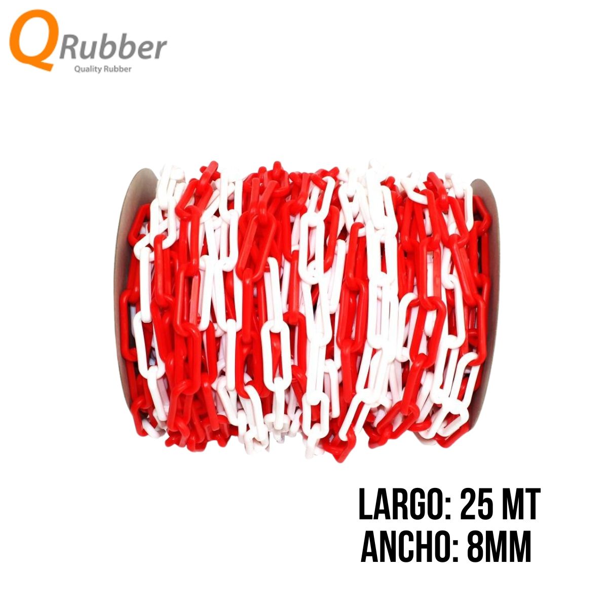 Cadena de seguridad color rojoblanco 25mt - Qrubber, marca QRUBBER - Foto 2