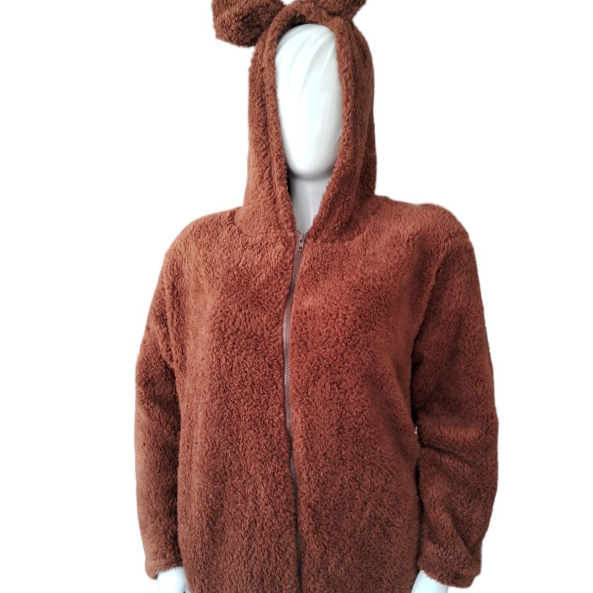 GENERICO - ABRIGO DE MUJER PELUCHE CON OREJITAS