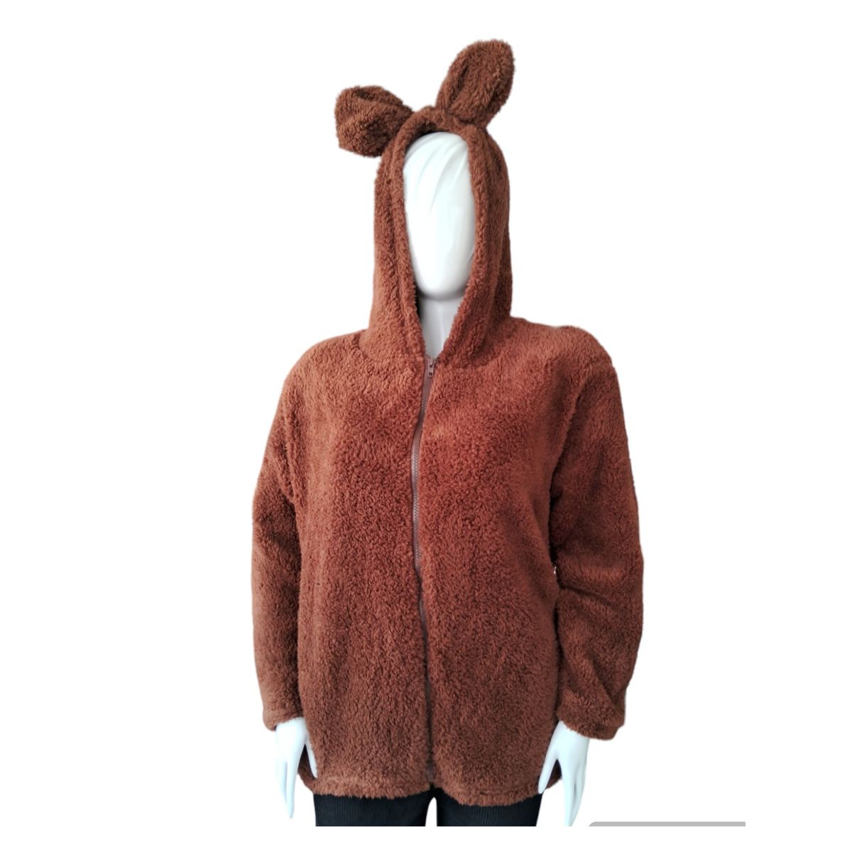 GENERICO - ABRIGO DE MUJER PELUCHE CON OREJITAS
