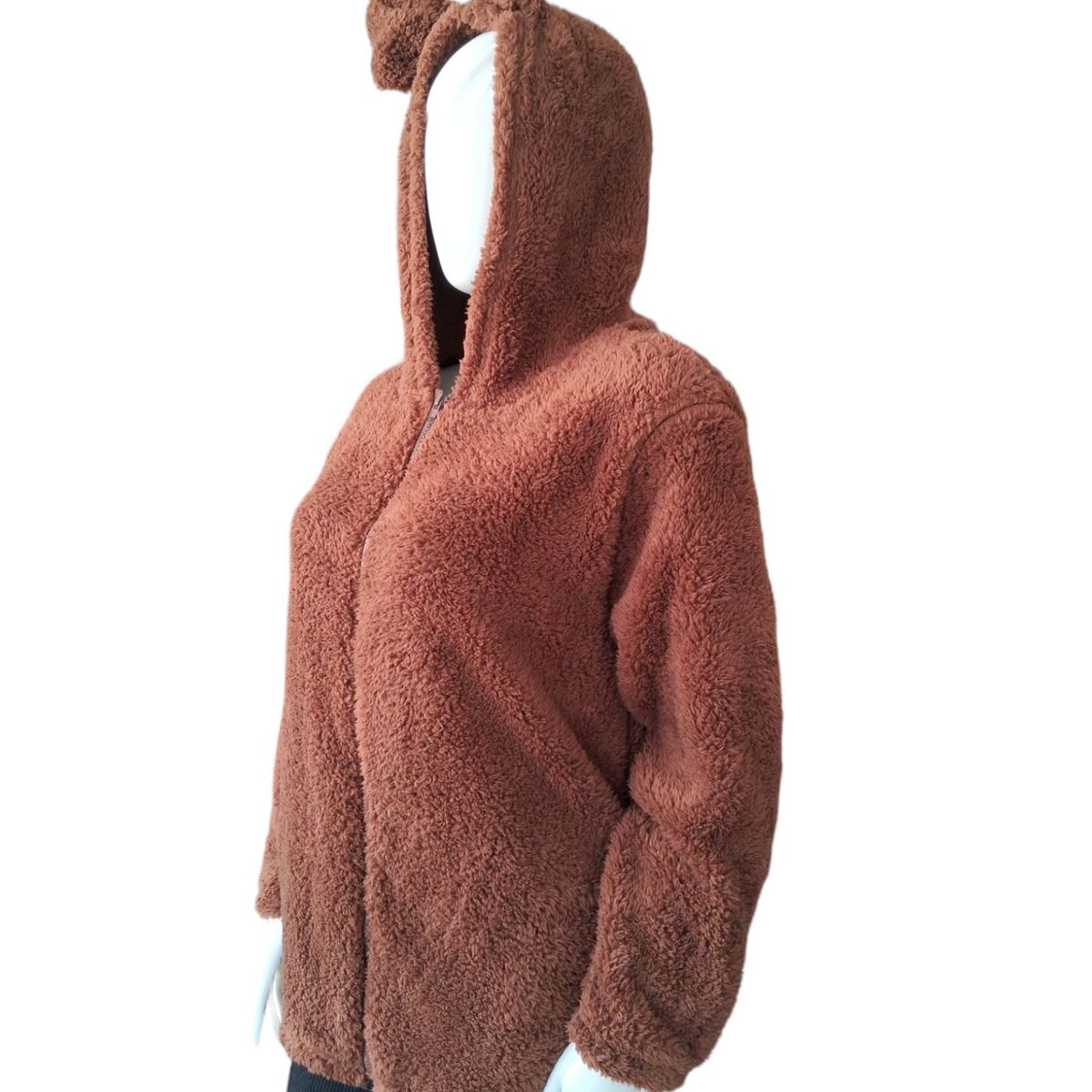 GENERICO - ABRIGO DE MUJER PELUCHE CON OREJITAS