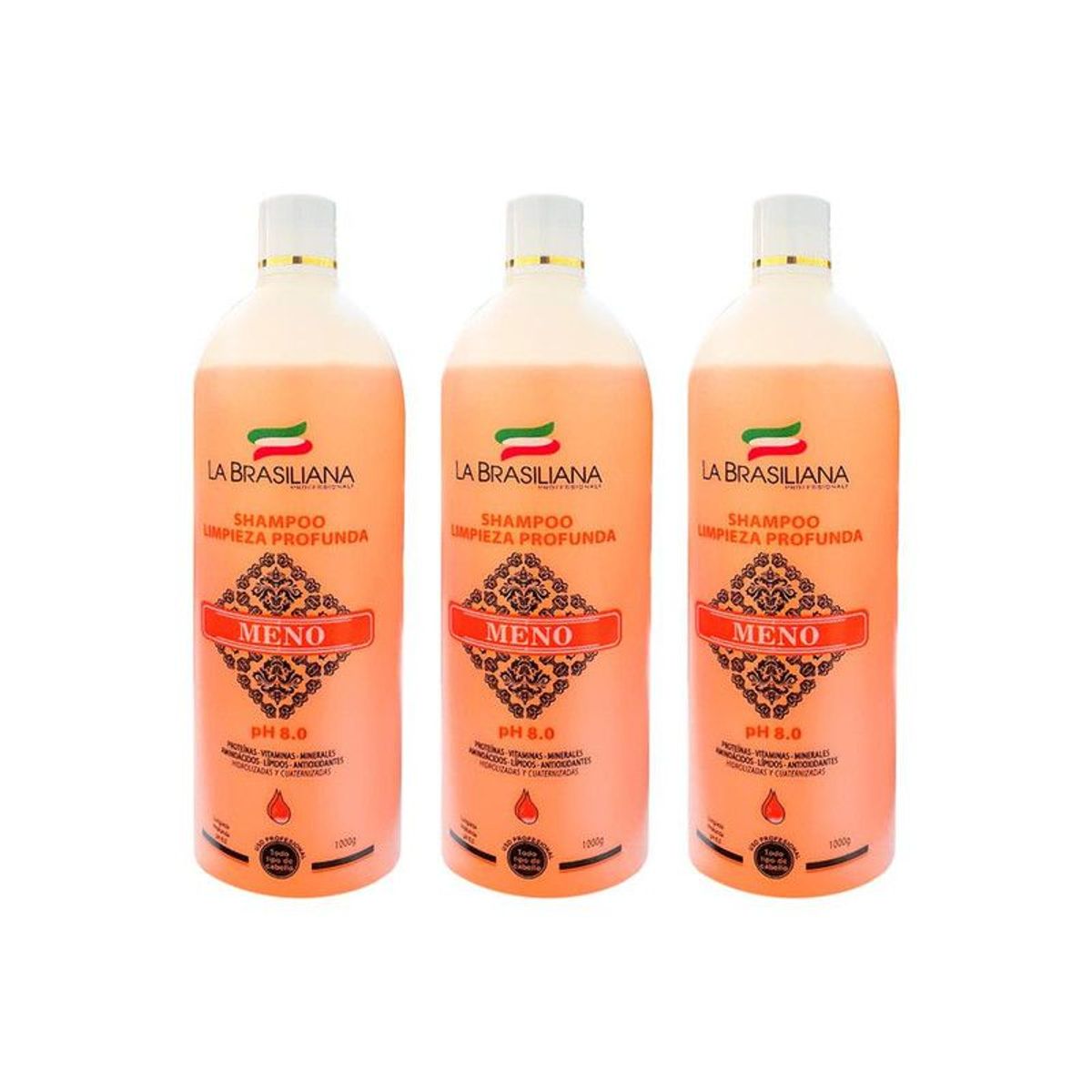 LA BRASILIANA - Shampoo Antiresiduo Limpieza Profunda La Brasiliana 1Lt 3 Unidades