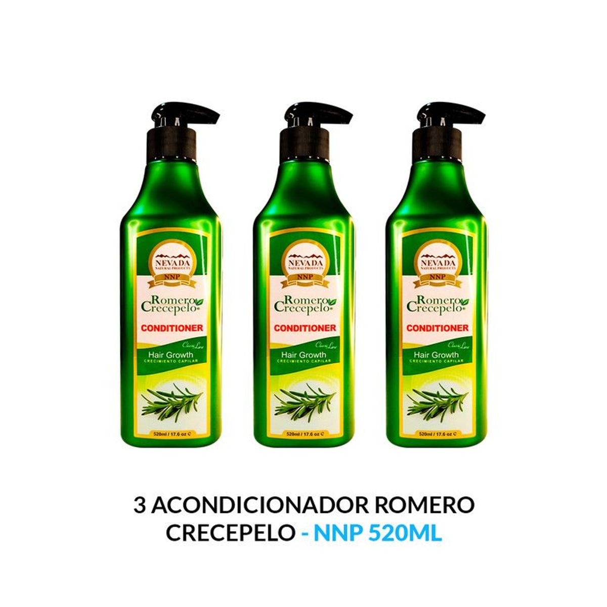NEVADA NATURAL PRODUCTS - 3 Acondicionador Romero Crecepelo - Nnp 520Ml