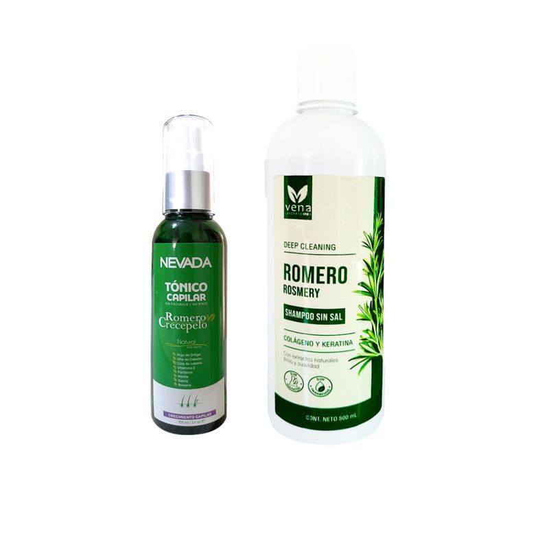 NEVADA NATURAL PRODUCTS - Shampoo Romero Sin Sal Vena 500Ml + Tonico Capilar 100ml