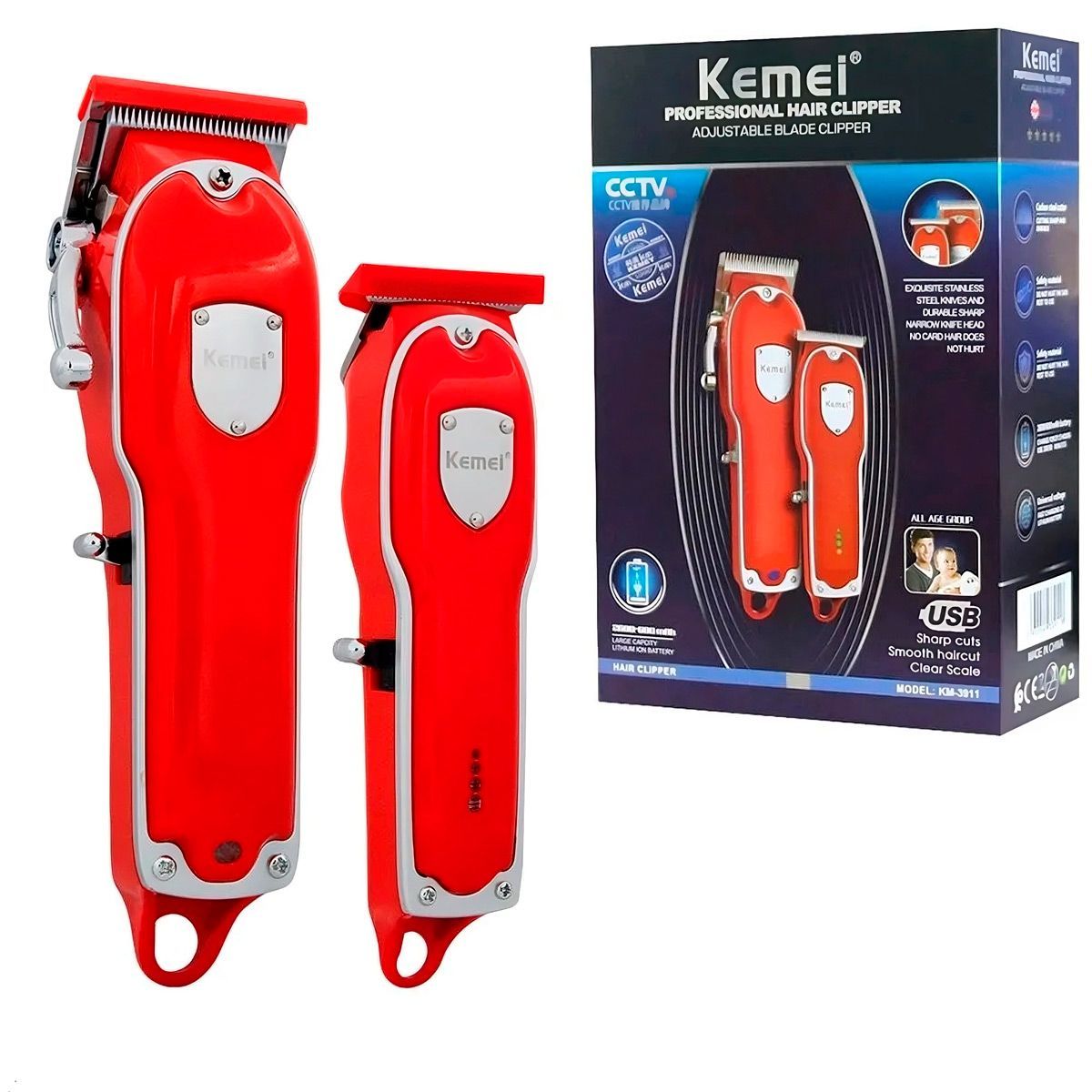 KEMEI - Máquina Corte Cabello Inalámbrica Kemei KM-3911 Combo Inalambrico