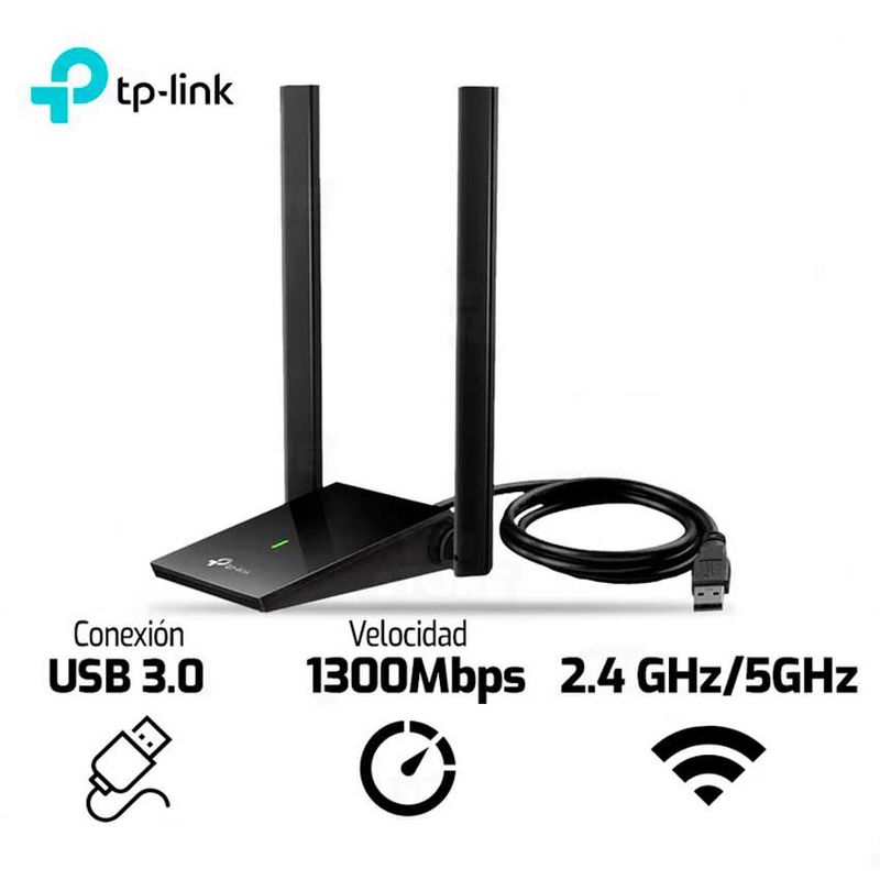 TP LINK - ADAPTADOR WIFI TP-LINK TL-ARCHER T4U PLUS AC1300 USB 3.0 2.4 GHz 5GHz