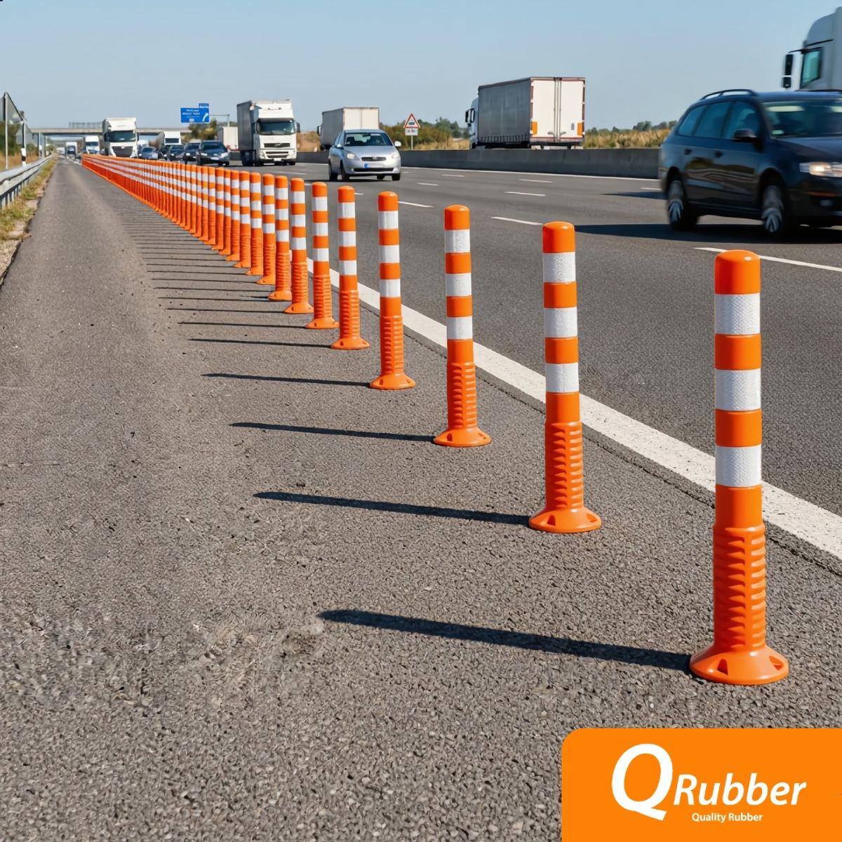 QRUBBER - Hito de vialidad fijo de poliuretano 75cm Naranja