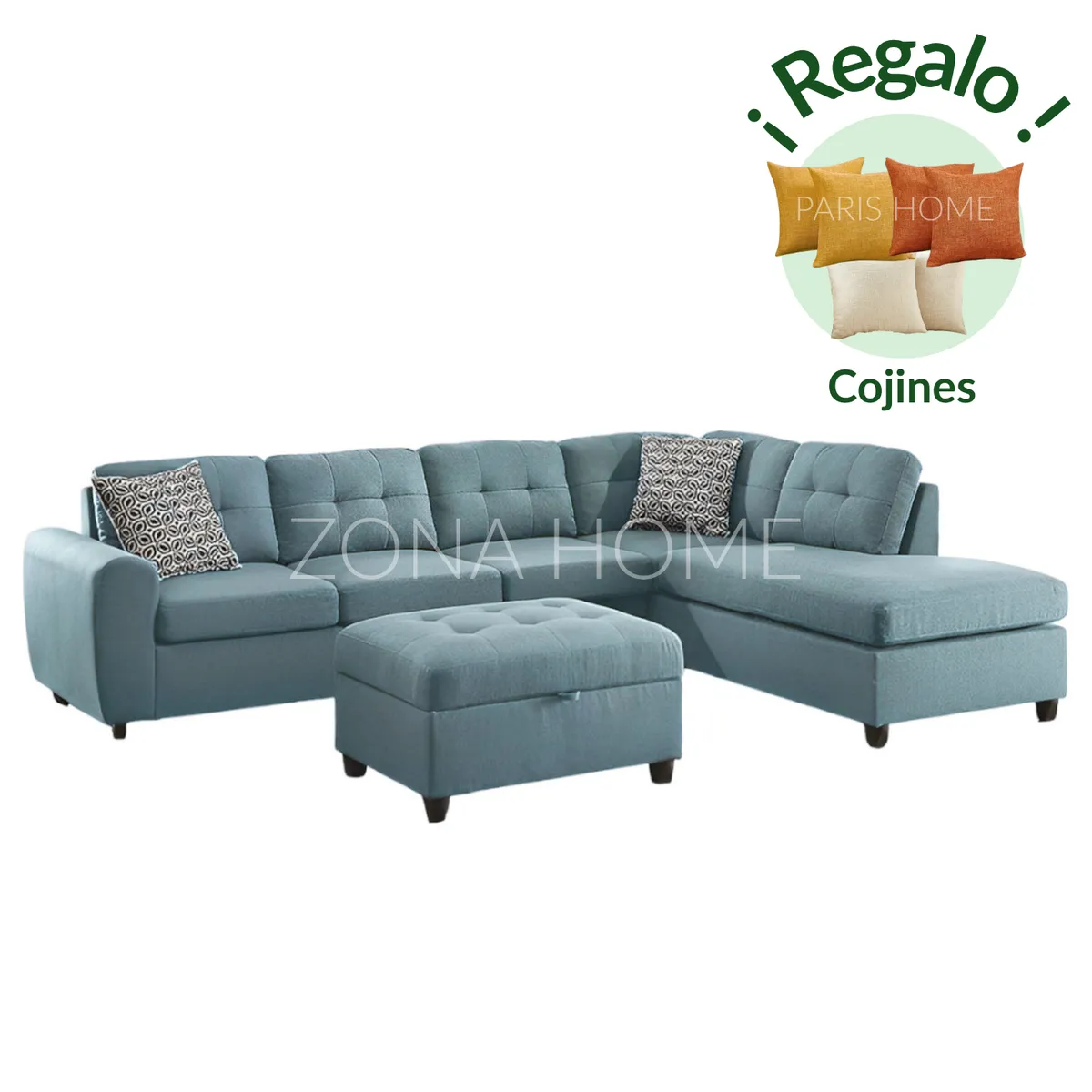 GENERICO - Sofá Seccional Derecho Siena - Turquesa