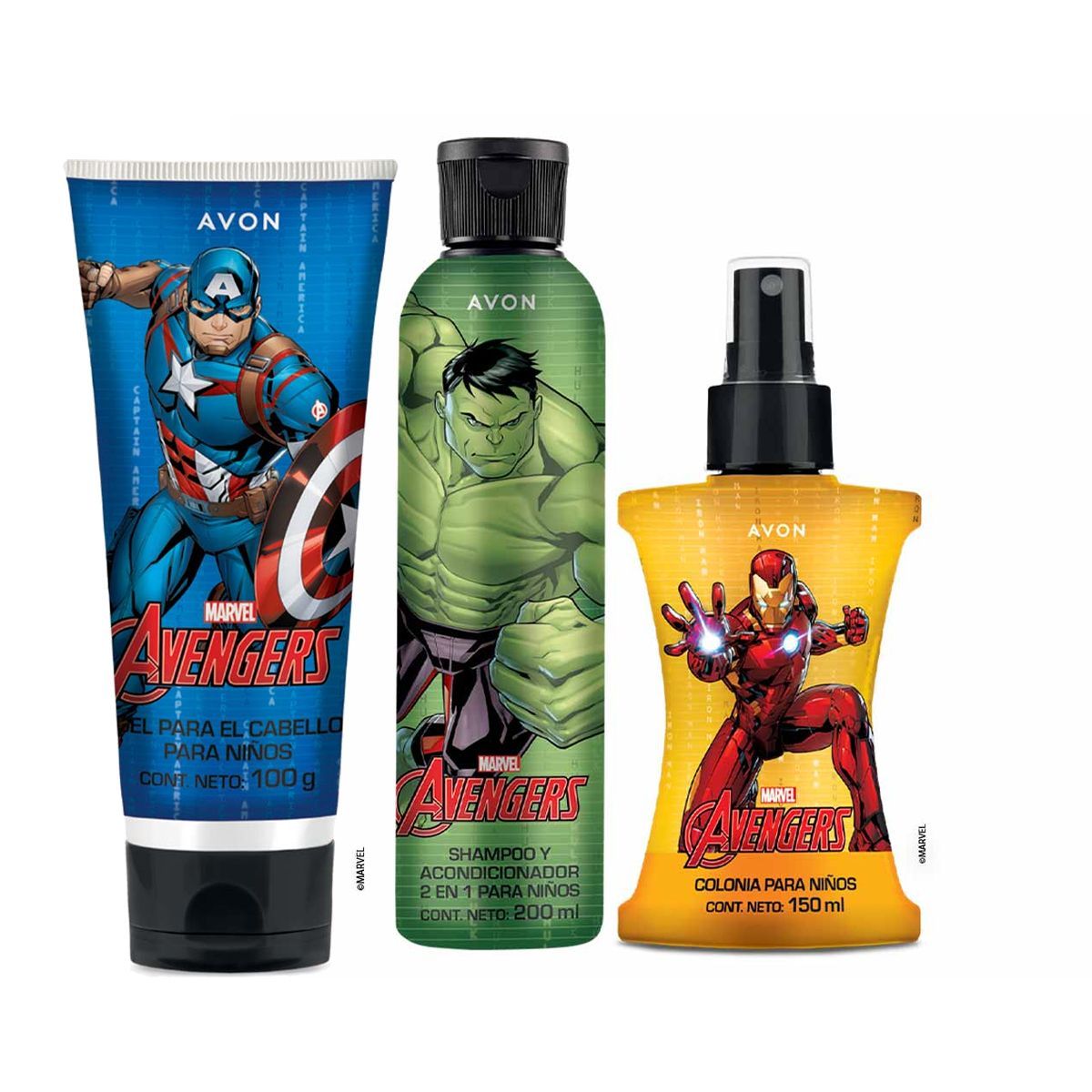 AVON - Avengers de Marvel Kit x3 Colonia + Shampoo + Gel Cabello