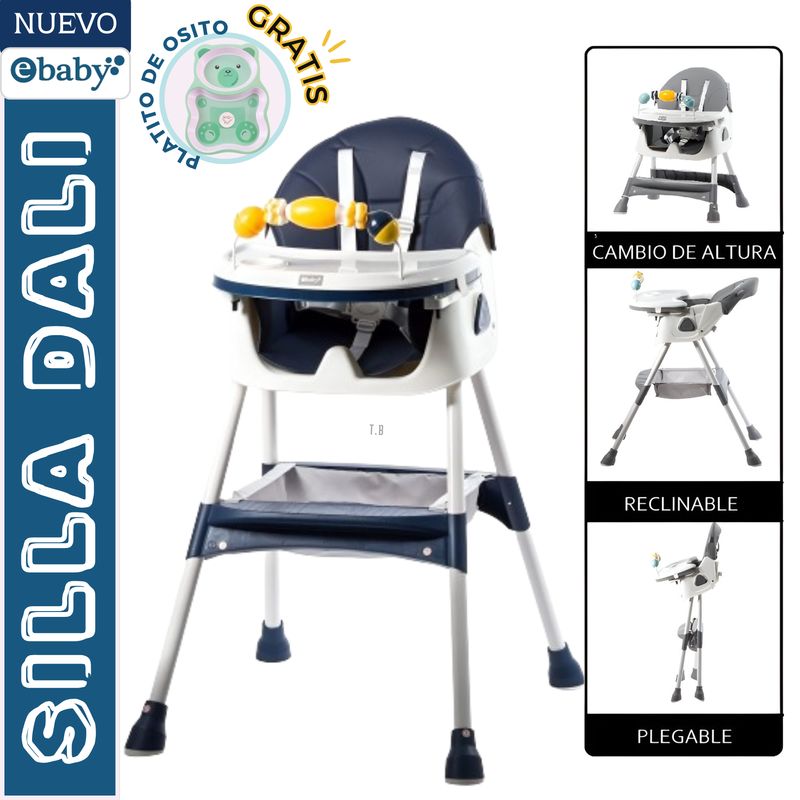 EBABY - SILLA DE COMER PARA BEBE AZUL DALI + PLATITO - EBABY