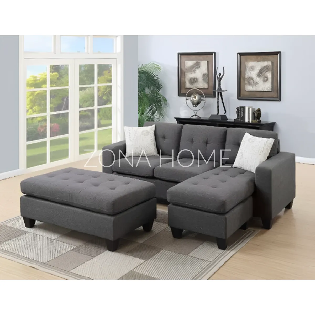 GENERICO - Seccional Derecho Brasilia 4 Cuerpos + Baúl de Regalo - Gris