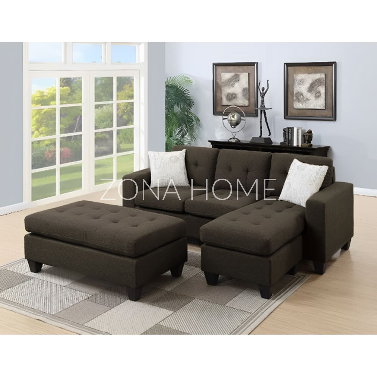 GENERICO - Seccional Derecho Brasilia 4 Cuerpos + Baúl de Regalo - Marrón