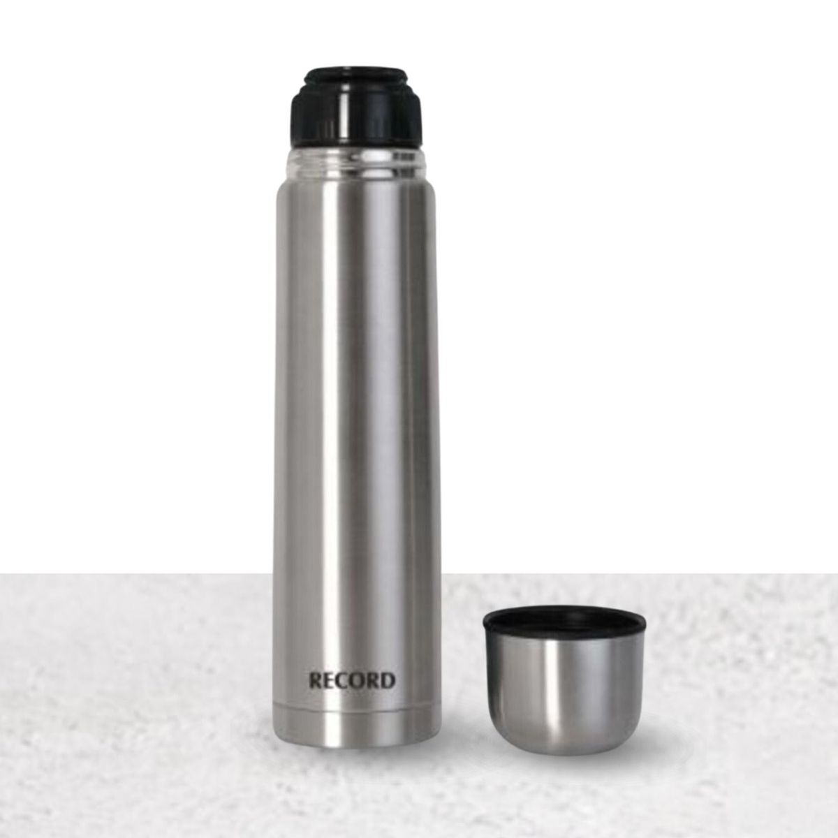 RECORD - Termo Bala Negro Plata Inoxidable 1lt