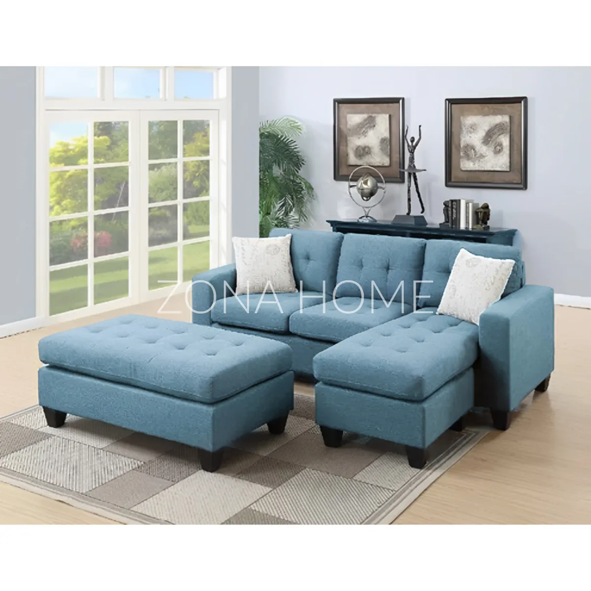 GENERICO - Seccional Derecho Brasilia 4 Cuerpos + Baúl de Regalo - Turquesa