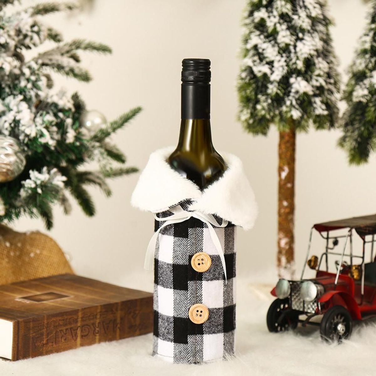 GENERICO - CUBIERTA DE BOTELLA DE VINO PARA LA NAVIDAD - PLOMO