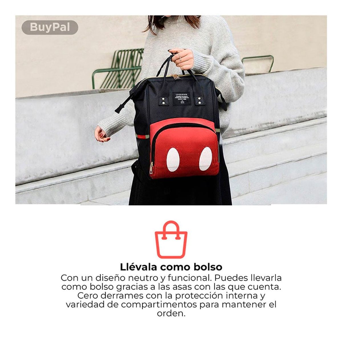 BUYPAL - Pañalera para Bebes Multifuncional Termico Minnie Rojo