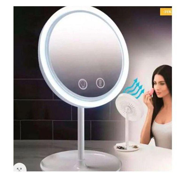 GENERICO - Espejo 3 en 1  maquillaje  led + ventilador y un espejo de aumento x5
