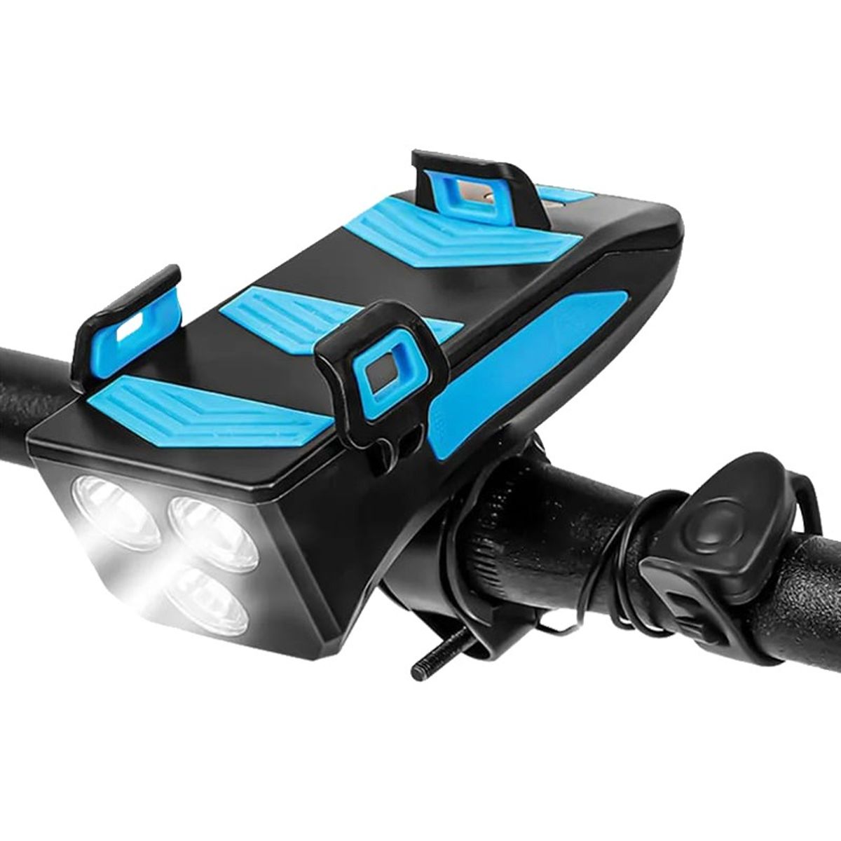 OEM - LUZ DELANTERA PARA BICICLETA CON TIMBRE  HOLDER Y POWER BAN