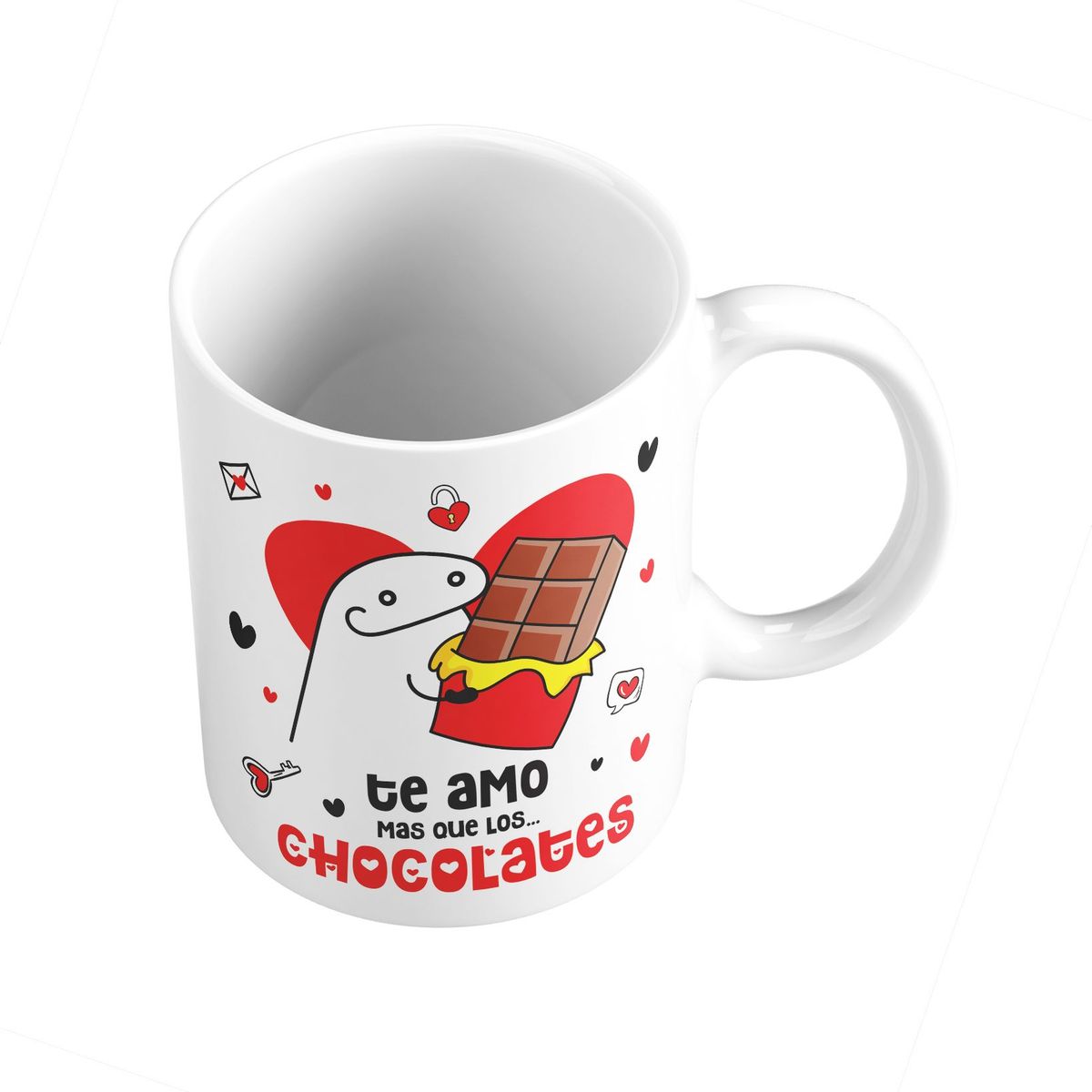 GENERICO - Taza Mug 11oz TE AMO MAS QUE LOS CHOCOLATES - BLANCO