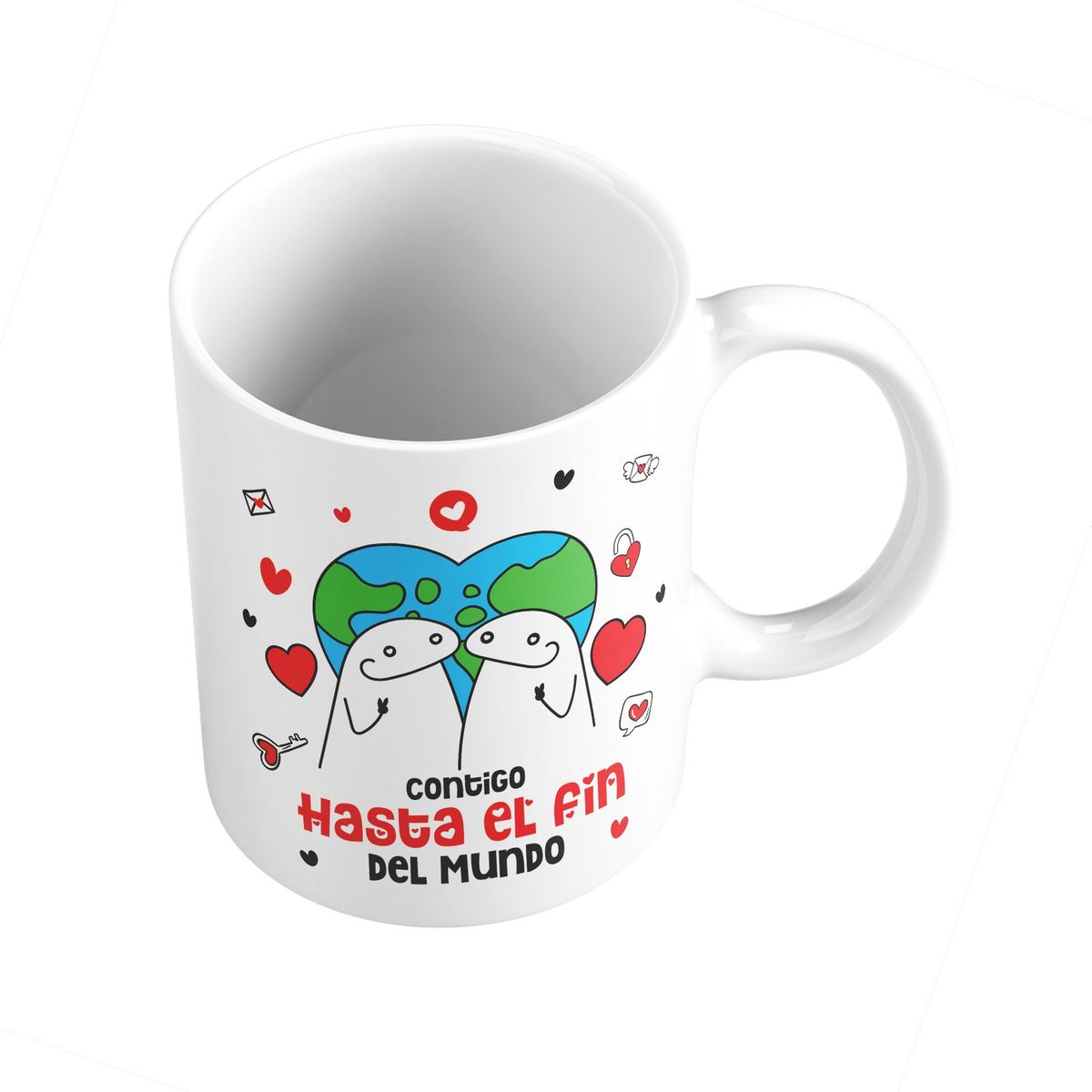 GENERICO - Taza Mug 11oz CONTIGO HASTA EL FIN DEL MUNDO - BLANCO