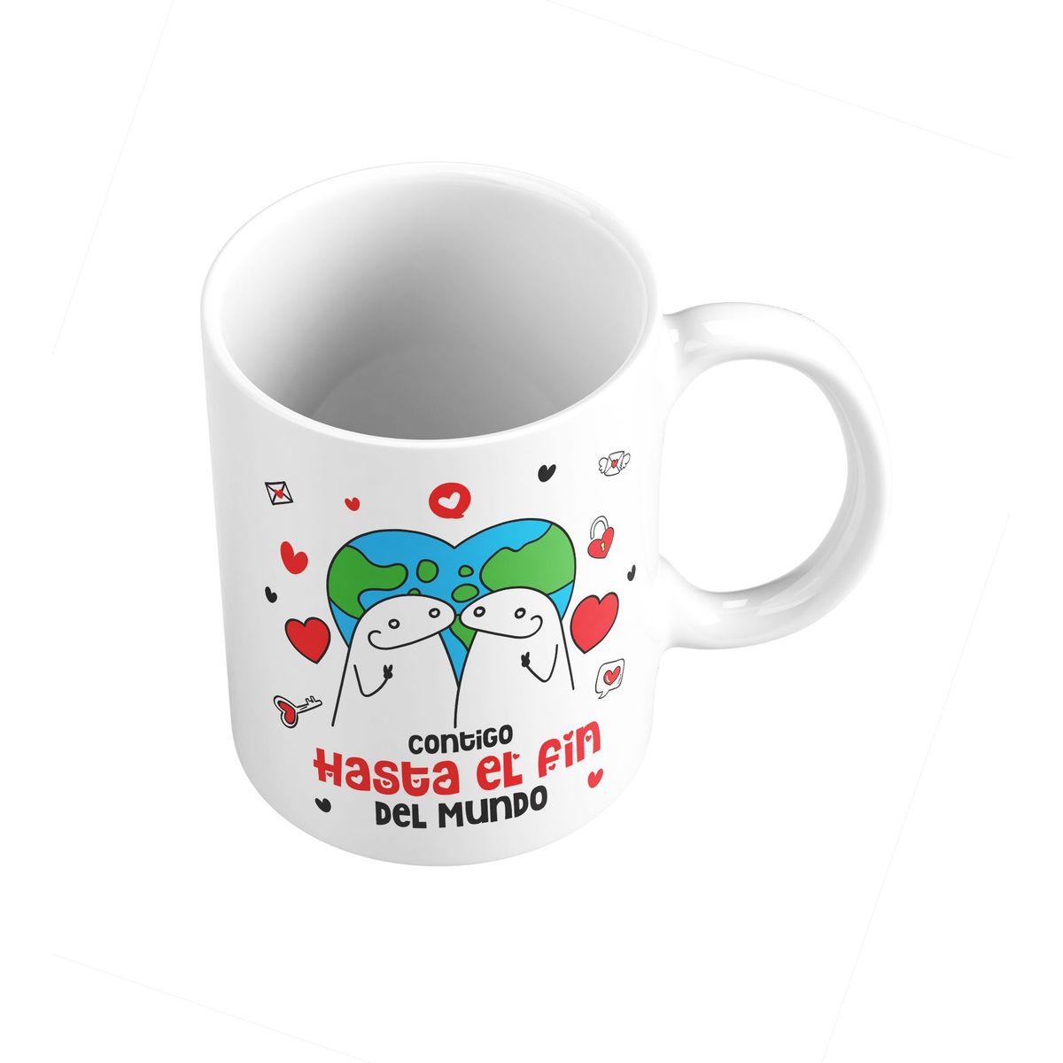 GENERICO - Taza Mug 11oz CONTIGO HASTA EL FIN DEL MUNDO - BLANCO