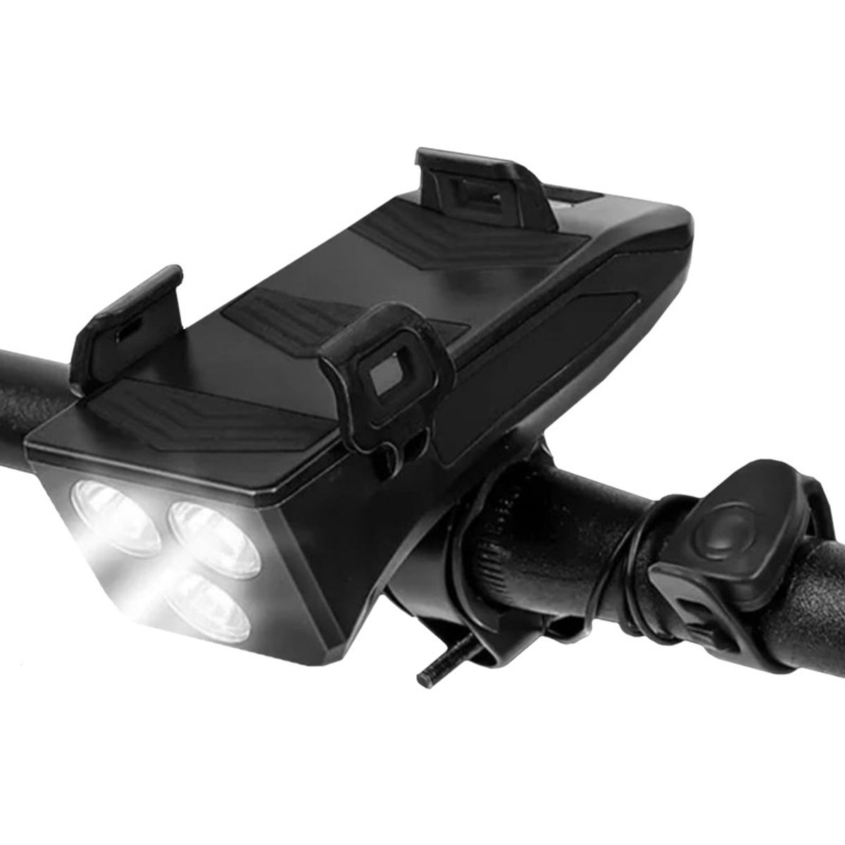 OEM - LUZ DELANTER PARA BICICLETA CON TIMBRE  HOLDER Y POWER BANK