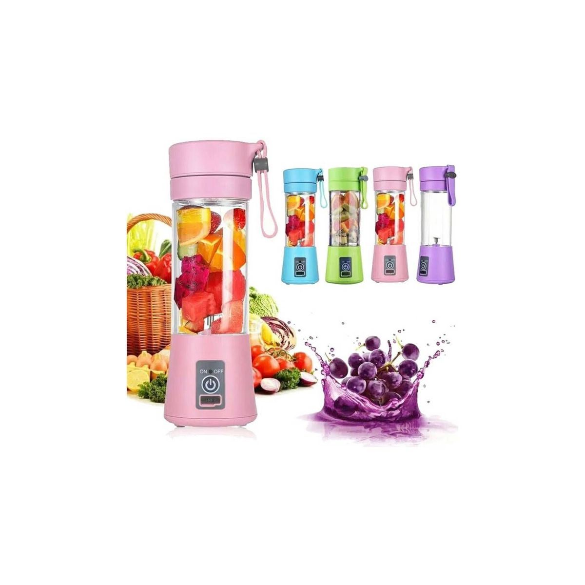 IMPORTADO MC - MINI LICUADORA PORTATIL  380 ML COLORES REGARGABLE