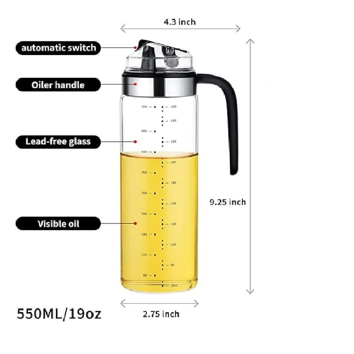 OTTOWARE - Botella dispensadora de aceite con tapa a prueba de fugas