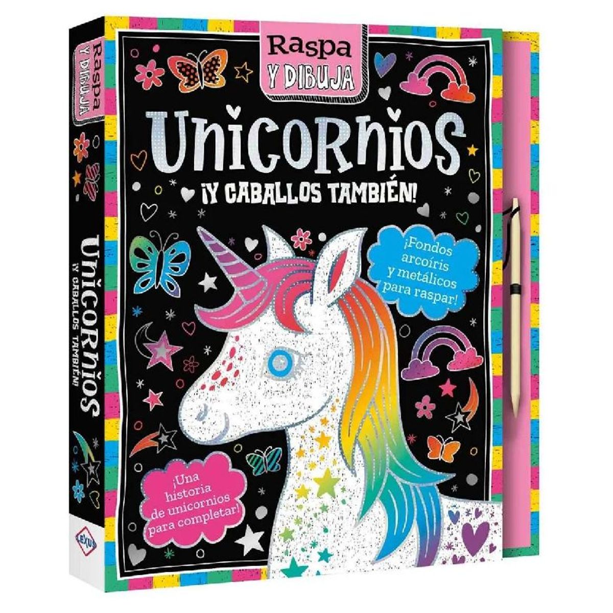 GENERICO - Libro para raspar Unicornios y Caballos Colección Raspa y Dibuja