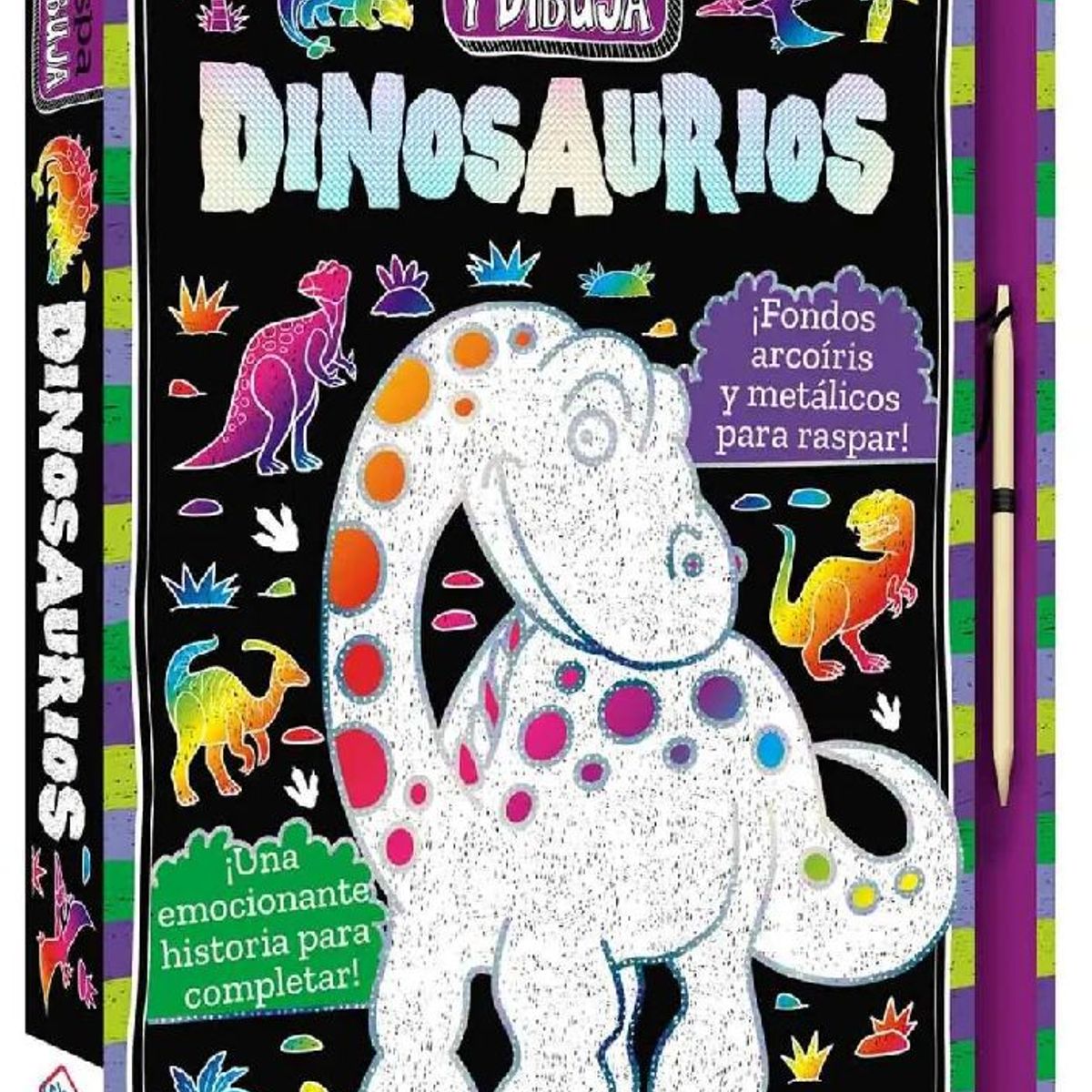 GENERICO - Libro para raspar Dinosaurios Colección Raspa y Dibuja