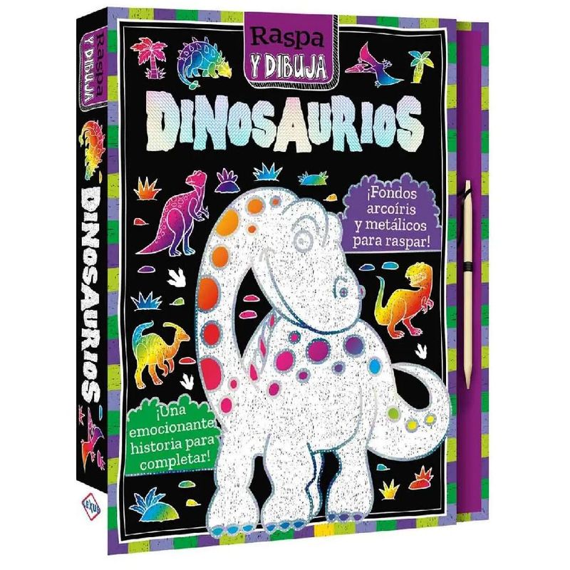 GENERICO - Libro para raspar Dinosaurios Colección Raspa y Dibuja