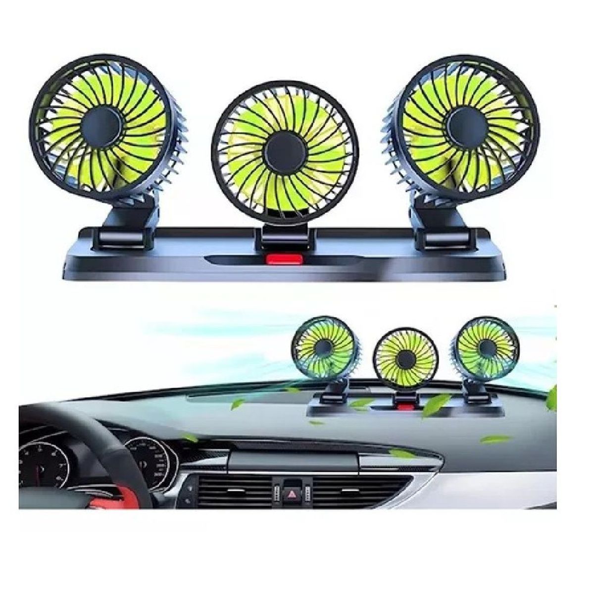 OTTOWARE - Ventilador para Auto de 3 Cabezales