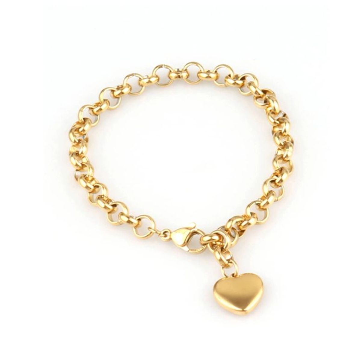 GENERICO - PULSERA DE ACERO INOXIDABLE TIPO ESLABON LOVE