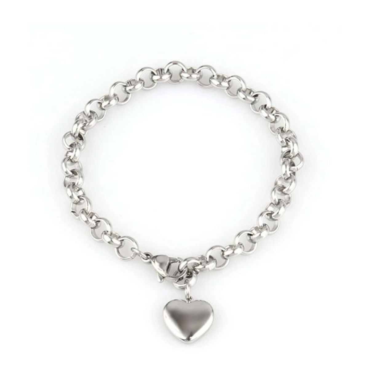 GENERICO - PULSERA DE ACERO INOXIDABLE TIPO ESLABON LOVE