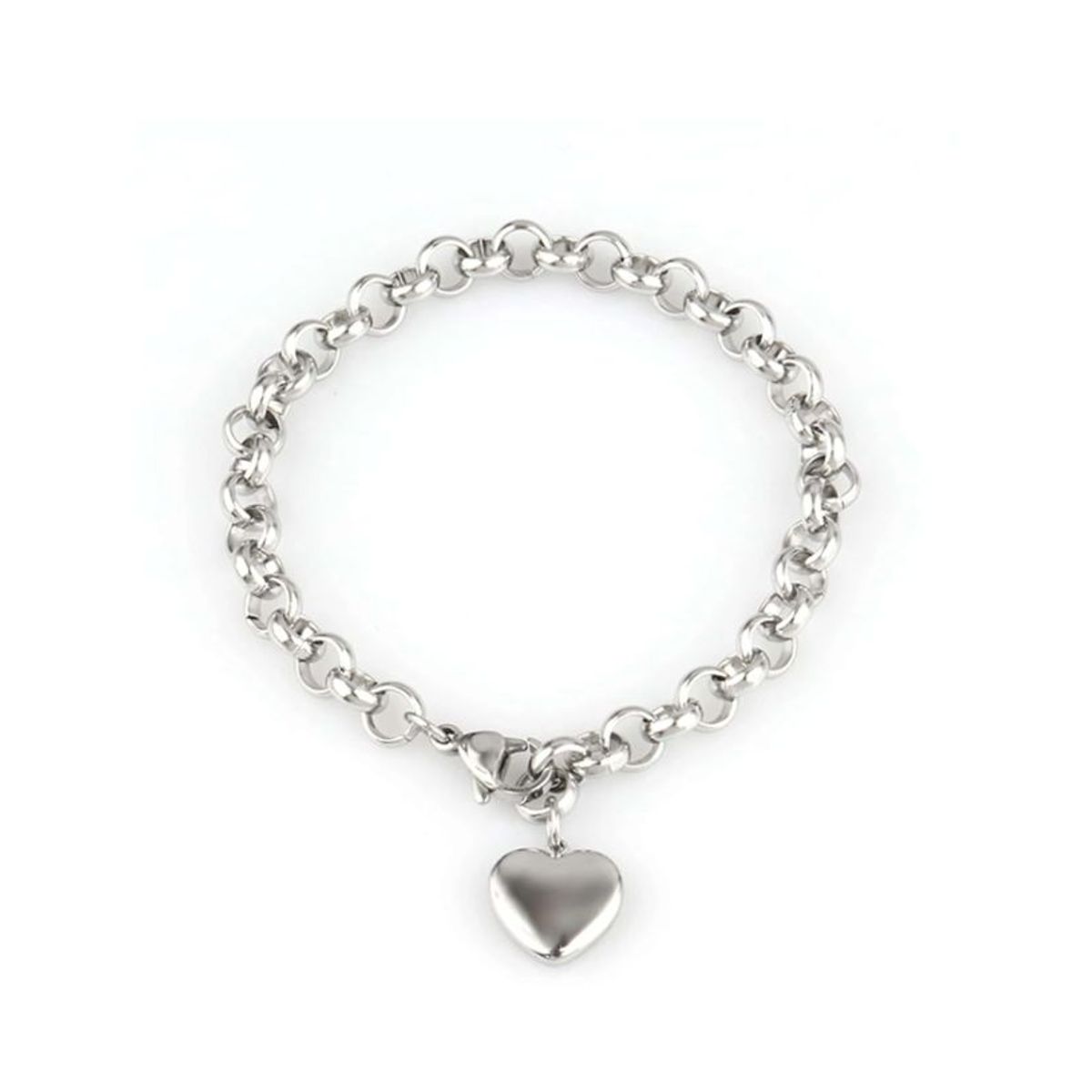 GENERICO - PULSERA DE ACERO INOXIDABLE TIPO ESLABON LOVE