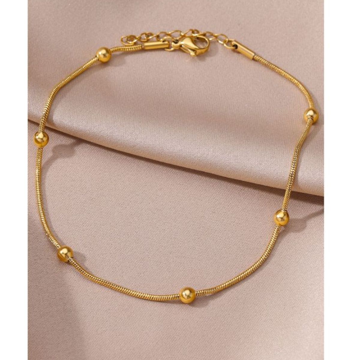 GENERICO - PULSERA DE ACERO INOXIDABLE CON CUENTAS